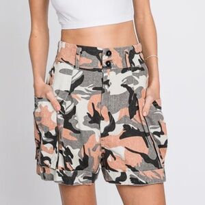 Oli & Hali Pink and Gray Camo Cargo Shorts